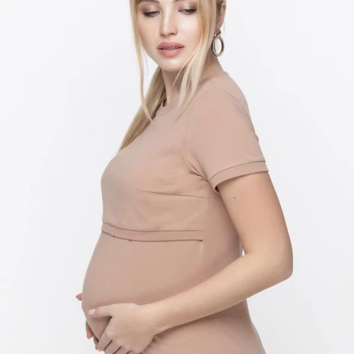 Tricou sarcina si alaptare Margo bej