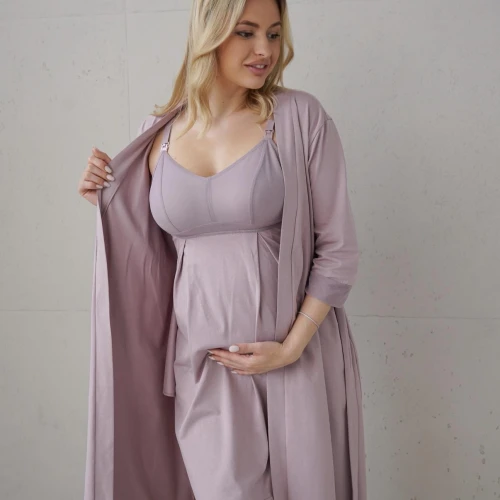Set pentru maternitate halat și cămașa  24182/25318 mov