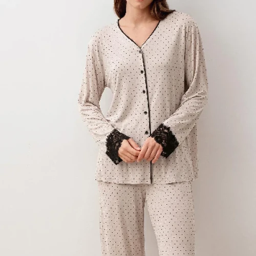 Pijama din viscoză cu dantelă – model 20207