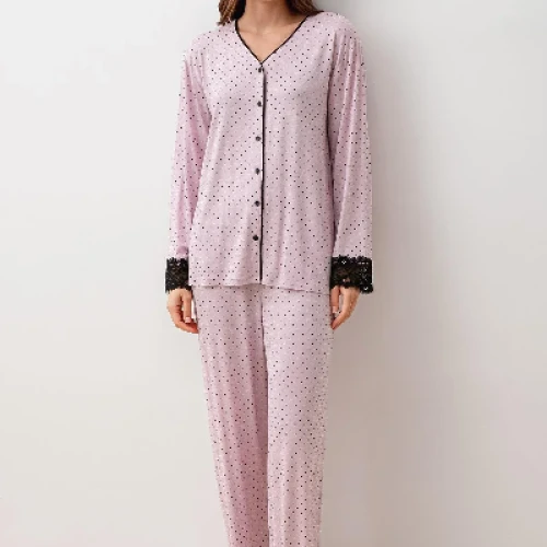 Pijama din viscoză cu dantelă – model 20207
