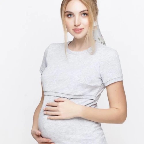 Tricou sarcina si alaptare Margo Gri