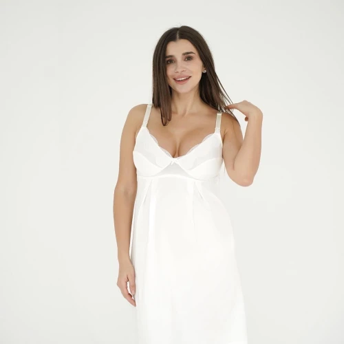 Set pentru maternitate halat și cămașa ivory 24182/25318