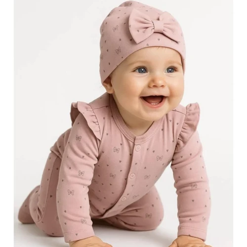 Salopetă cu turban roz