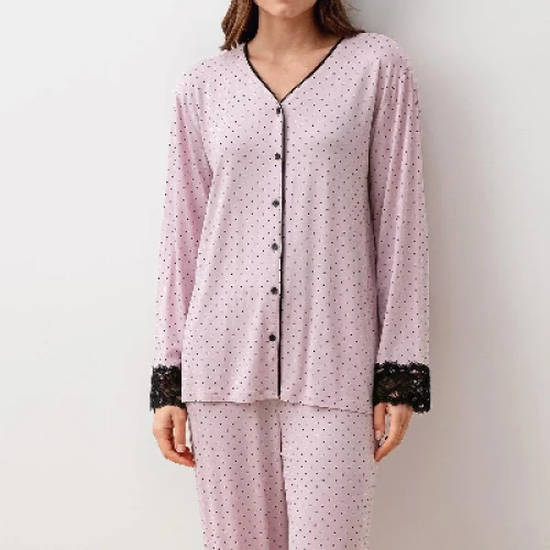 Pijama din viscoză cu dantelă – model 20207