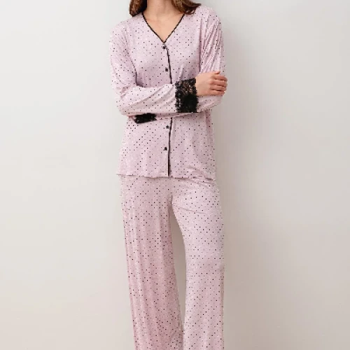 Pijama din viscoză cu dantelă – model 20207