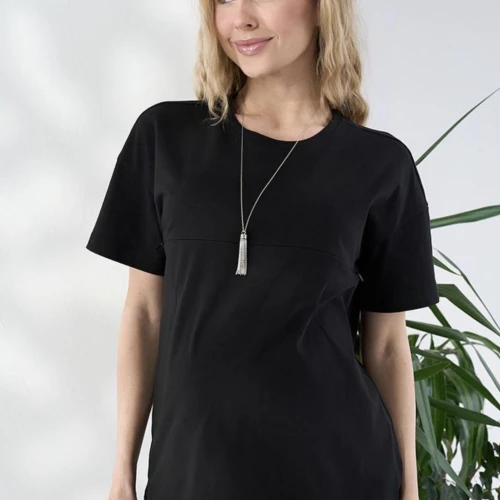 Tricou sarcină și alăptare Goldie negru