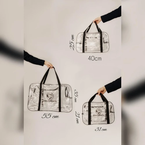 Genți din 3 piese pentru maternitate transparente