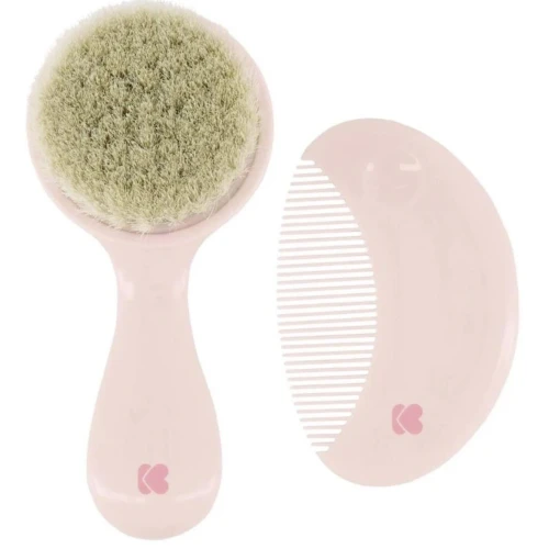 Pieptene si perie cu fire naturale KikkaBoo Savanna Pink