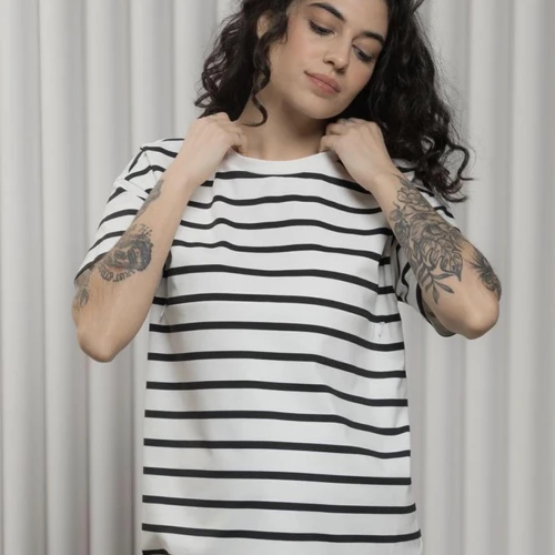 Tricou sarcină și alaptare Kirby alb/negru