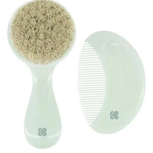 Pieptene si perie cu fire naturale KikkaBoo Savanna Mint