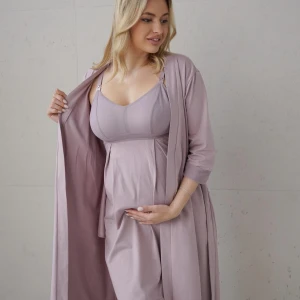 Set pentru maternitate halat și cămașa  24182/25318 mov