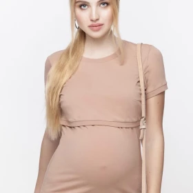 Tricou sarcina si alaptare Margo bej