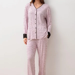 Pijama din viscoză cu dantelă – model 20207