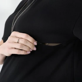 Tricou sarcină și alăptare Goldie negru