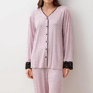 Pijama din viscoză cu dantelă – model 20207
