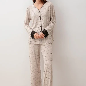 Pijama din viscoză cu dantelă – model 20207