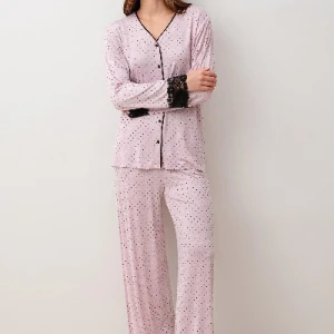 Pijama din viscoză cu dantelă – model 20207