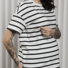 Tricou sarcină și alaptare Kirby alb/negru