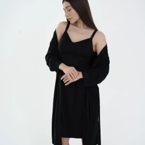 Set pentru maternitate halat și cămașa  24182/25318 negru
