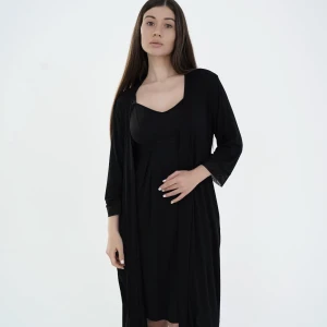 Set pentru maternitate halat și cămașa  24182/25318 negru