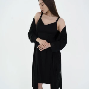 Set pentru maternitate halat și cămașa  24182/25318 negru